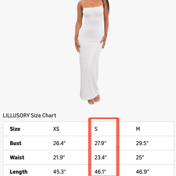 LILLUSORY Women’s White Spaghetti Strap Double-Lined Bodycon Maxi Dress – Size S - Picture 12 of 13